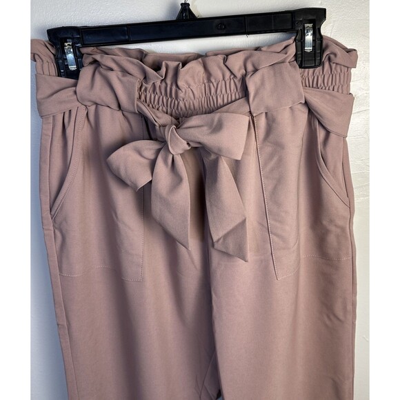 Grace Karin High Elastic Waist Tie Belted Pencil Paper Bag Trouser Purple Medium - Picture 2 of 11